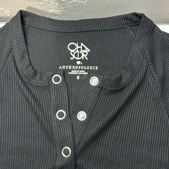 Chaser black waffle knit Henley dolman long sleeve top S - Picture 8 of 11